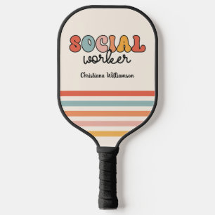 Raquette De Pickleball Travailleur social rétro personnalisé