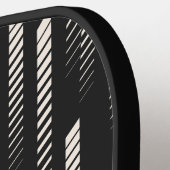 Raquette De Pickleball Trendy Black Abstrait Géométrique Stripe Monogramm (Détail gauche)