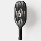 Raquette De Pickleball Trendy Black Abstrait Géométrique Stripe Monogramm (Gauche)