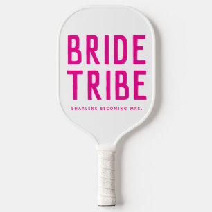 Raquette De Pickleball Tribu de mariée rose chaud Devenir Mme Enterrement