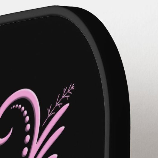 Raquette De Pickleball Triple Jour Noir Des Crânes Morts Roses Rose (Détail gauche)