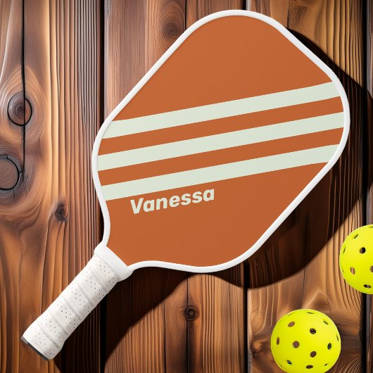 Raquette De Pickleball Trois bandes rétro orange avec nom