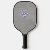 Raquette De Pickleball Trois calques initial W (modifiable) gris vieilli (Verso)