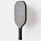 Raquette De Pickleball Trois calques initial W (modifiable) gris vieilli (Gauche)
