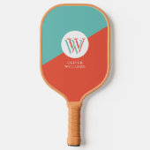Raquette De Pickleball Trois calques initial W (modifiable) Turquoise Ora (Verso)