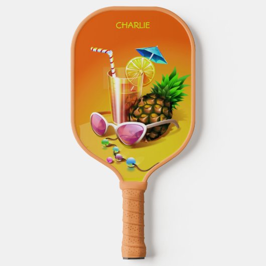 Raquette De Pickleball Tropical Drink nom personnalisé (Recto)