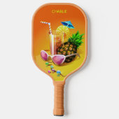 Raquette De Pickleball Tropical Drink nom personnalisé (Verso)