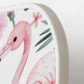 Raquette De Pickleball Tropical Flamingo Monstera Pattern Custom Name  (Détail gauche)