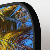 Raquette De Pickleball Tropical Palm Beach Photo Monogramme Nom du script (Détail gauche)