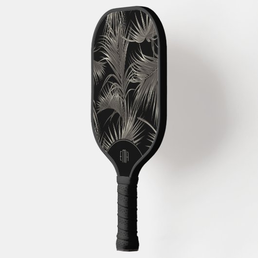Raquette De Pickleball Tropical Palm Fronds avec Initiales Monogrammes (Gauche)