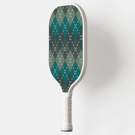 Raquette De Pickleball Turquoise foncé et Jacquard gris avec Stitchin bla (Gauche)