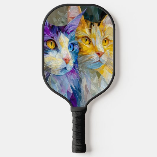 Raquette De Pickleball Two Purple and Yellow Cats (Recto)