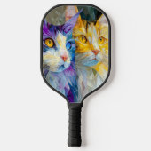 Raquette De Pickleball Two Purple and Yellow Cats (Verso)