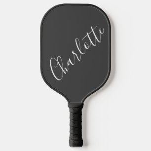Raquette De Pickleball Typographie de nom de script minimaliste noir et b