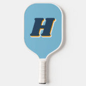 Raquette De Pickleball Typographie Rétro Cool Monogramme Initial | Bleu (Verso)