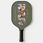 Raquette De Pickleball Typographie verte kaki moderne Multi photo dad (Verso)