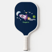 Raquette De Pickleball Un adorable vaisseau-fusée dans l'espace dessin an (Verso)