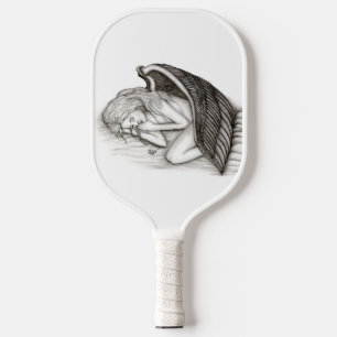 Raquette De Pickleball Un Angel endormi, noir et blanc