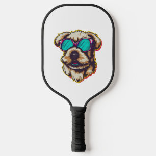 RAQUETTE DE PICKLEBALL UN DORABLE D O G AVEC DES LUNETTES SOLEIL