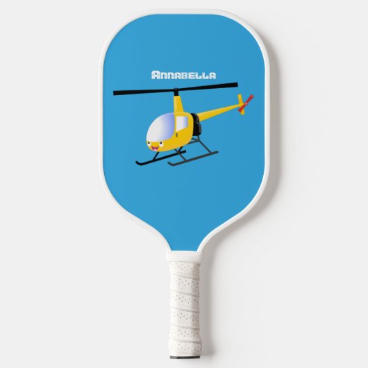 Raquette De Pickleball Un joli hélicoptère de dessin animé jaune (Recto)