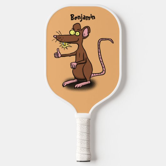 Raquette De Pickleball Un rat brun mignon pouce vers le haut dessin animé (Recto)
