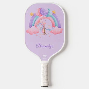 Raquette De Pickleball Unicorn Pretty Pastel Rainbow Balloon Officiel USA