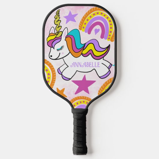 Raquette De Pickleball Unicorne Rainbows personnalisée (Recto)