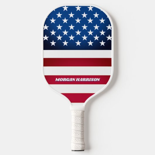 Raquette De Pickleball US Flag Stars and Stripes Personalized (Recto)