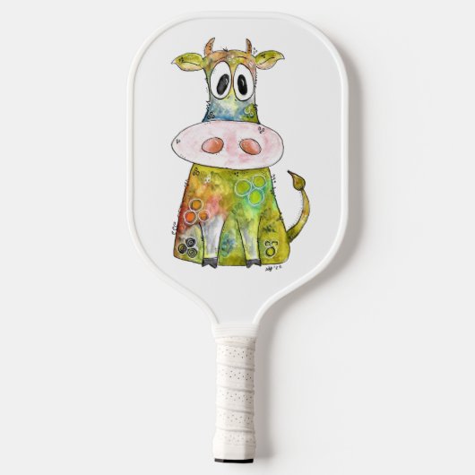 Raquette De Pickleball Vache blanche couleur blanc mignon (Verso)