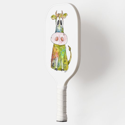 Raquette De Pickleball Vache blanche couleur blanc mignon (Gauche)