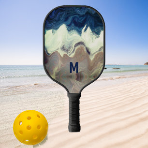 Raquette De Pickleball vagues abstraites - personnalisées