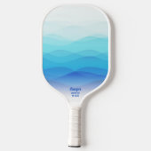 Raquette De Pickleball Vagues Bleues Abstraites cool Personnalisées (Verso)