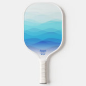Raquette De Pickleball Vagues Bleues Abstraites cool Personnalisées (Recto)