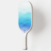 Raquette De Pickleball Vagues Bleues Abstraites cool Personnalisées (Gauche)