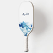 Raquette De Pickleball Vagues océaniques nom écriture bleue (Gauche)