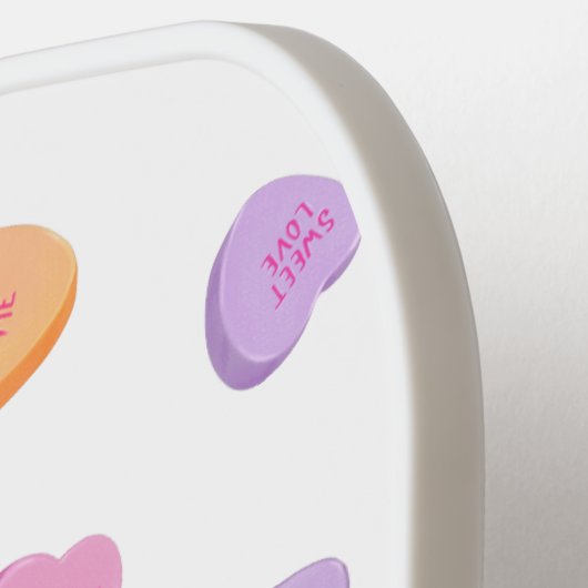 Raquette De Pickleball Valentines Day Candy Hearts Motif (Détail gauche)