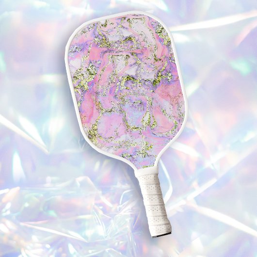 Raquette De Pickleball veines en faux feuille rose violet