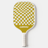 Raquette De Pickleball Vérificateur Wavy personnalisé | Or et blanc (Recto)