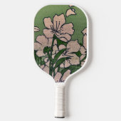 Raquette De Pickleball Vert à Fleurs Roses  (Verso)