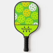 Raquette De Pickleball Vert Cool Moderne Monogrammé (Verso)
