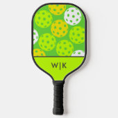 Raquette De Pickleball Vert Cool Moderne Monogrammé (Verso)