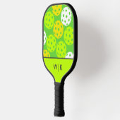 Raquette De Pickleball Vert Cool Moderne Monogrammé (Gauche)