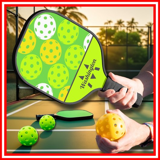 Raquette De Pickleball Vert Cool Moderne Monogrammé