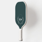 Raquette De Pickleball Vert et blanc des forêts | Monogramme des initiale (Gauche)