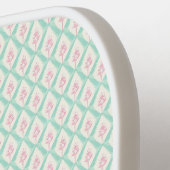 Raquette De Pickleball Vert et rose pastel girly avec initiales (Détail gauche)