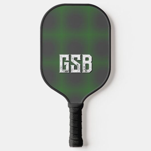 Raquette De Pickleball Vert gris foncé Gradient Gras Grunge Monogramme (Recto)