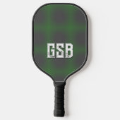 Raquette De Pickleball Vert gris foncé Gradient Gras Grunge Monogramme (Verso)