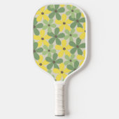 Raquette De Pickleball Vert jaune rétro Y2K les années 70 Fleur Motif (Recto)