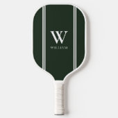 Raquette De Pickleball Vert moderne Nom initial Monogramme (Recto)