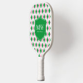 Raquette De Pickleball Vert Rose Argyle Monogramme (Gauche)